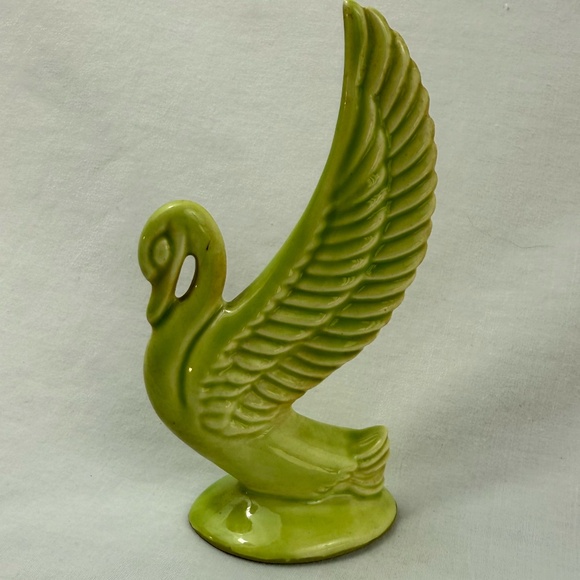 Vintage Chartreuse Porcelain Swan Mid-Century Modern - Picture 5 of 8